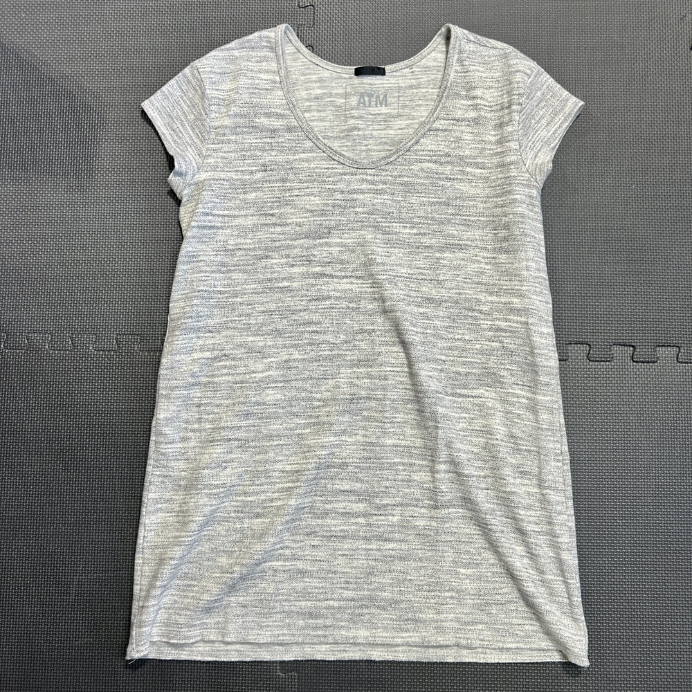 ATM Dress Heather Gray Knit Short Sleeve Casual‎ Lagenlook Pullover Sz Medium